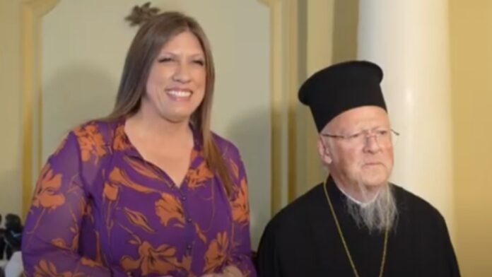 Η Ζωή Κωνσταντοπούλου συναντήθηκε με τον Οικουμενικό Πατριάρχη Βαρθολομαίο