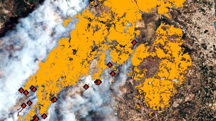 Φωτιά στη Χίο: Τεράστιες εκτάσεις δάσους κάηκαν ολοσχερώς – Ο χάρτης του Copernicus