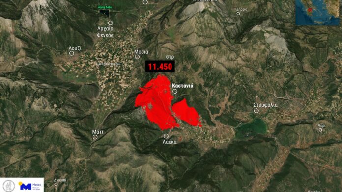 Πάνω από 11.000 στρέμματα στάχτη στον Φενεό Κορινθίας – Επίμονες εστίες φωτιάς παραμένουν