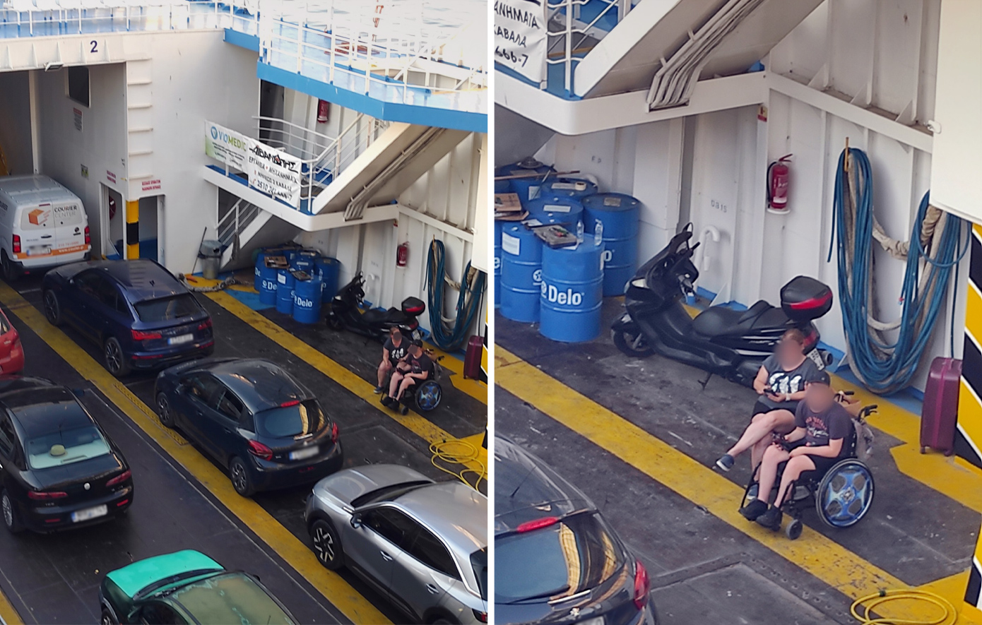 Παιδί ΑμεΑ και συνοδός αναγκάστηκαν να ταξιδέψουν στο γκαράζ ferry boat από Θάσο λόγω απουσίας ράμπας