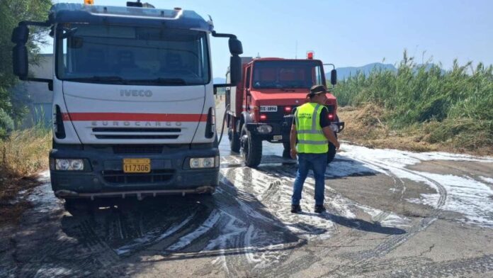 Γρήγορη αντίδραση του Δήμου Καλαμάτας σε φωτιά στην Ασπροπουλιά