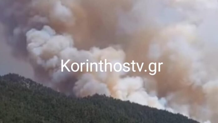 Συνεχίζεται η μεγάλη πυρκαγιά στον Φενεό Κορινθίας – Εκκενώθηκε η Καστανιά, ειδοποίηση 112 και για τη Λαύκα