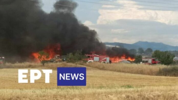 Μάχη με τις φλόγες στο εργοστάσιο στις Σέρρες – Συναγερμός από το 112