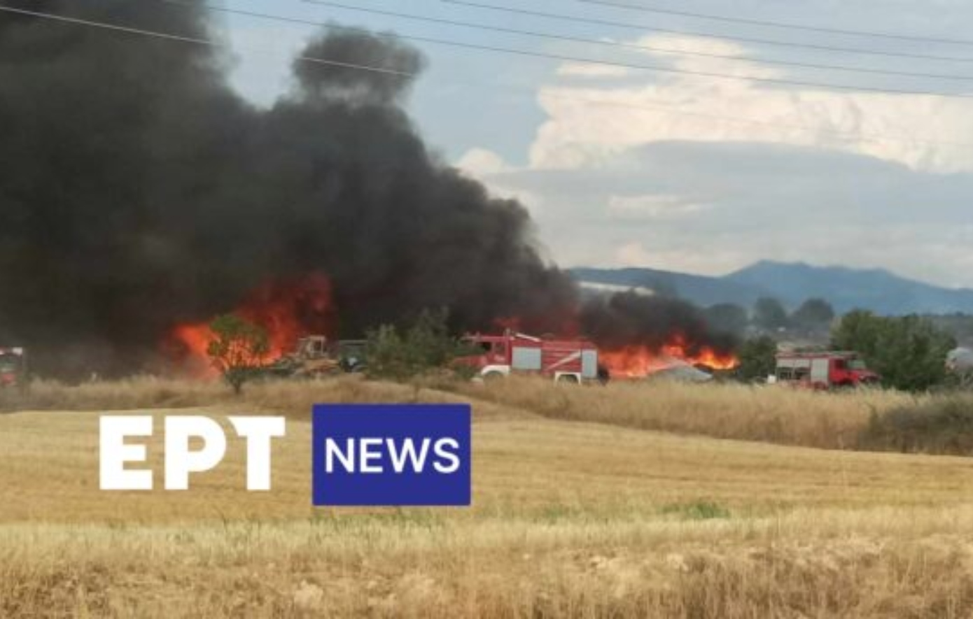 Μάχη με τις φλόγες στο εργοστάσιο στις Σέρρες – Συναγερμός από το 112