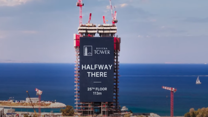 Ο Riviera Tower στα μισά: Ο ουρανοξύστης του Ελληνικού φτάνει τα 113 μέτρα