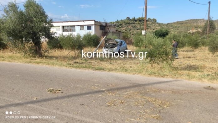 Όχημα εκτράπηκε και κατέληξε σε ελαιώνα στην Κόρινθο – Δύο τραυματίες
