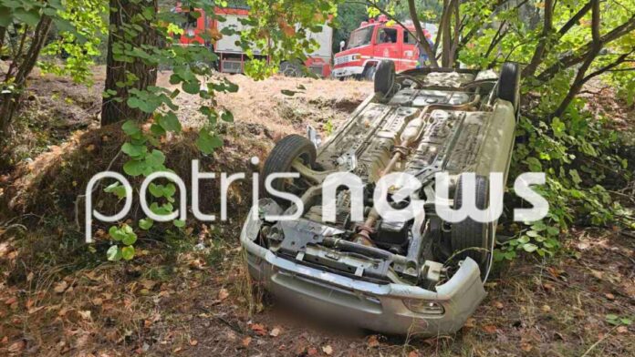 Όχημα αναποδογύρισε κοντά στον οικισμό Εφύρα της Αμαλιάδας – Αλώβητη η οδηγός, έφυγε πριν την άφιξη των αρχών