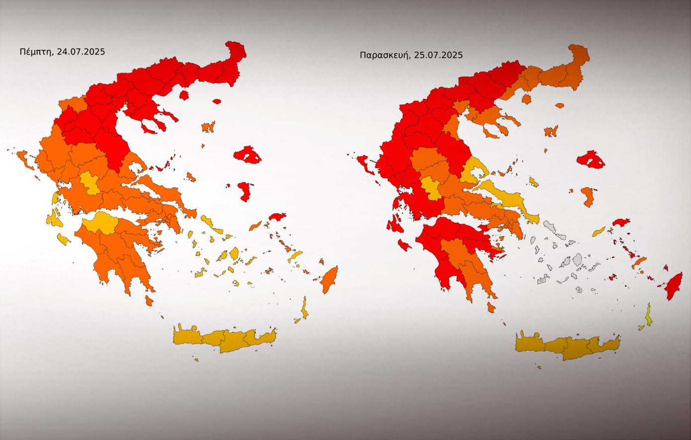 Καύσωνας σε πλήρη εξέλιξη: Θερμοκρασίες αγγίζουν τους 44 °C, δύσκολη η Παρασκευή – Δείτε χάρτες