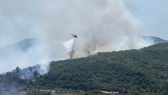 Πυρκαγιά στη Λάγια Ανατολικής Μάνης κατακαίει χαμηλή βλάστηση – Αεροσκάφη και ελικόπτερα στη μάχη με τις φλόγες