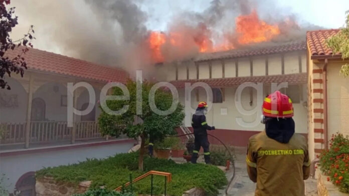 Φλέγεται το μοναστήρι του Αγίου Νικολάου στην Πάτρα – Εγκλωβισμένες οι μοναχές