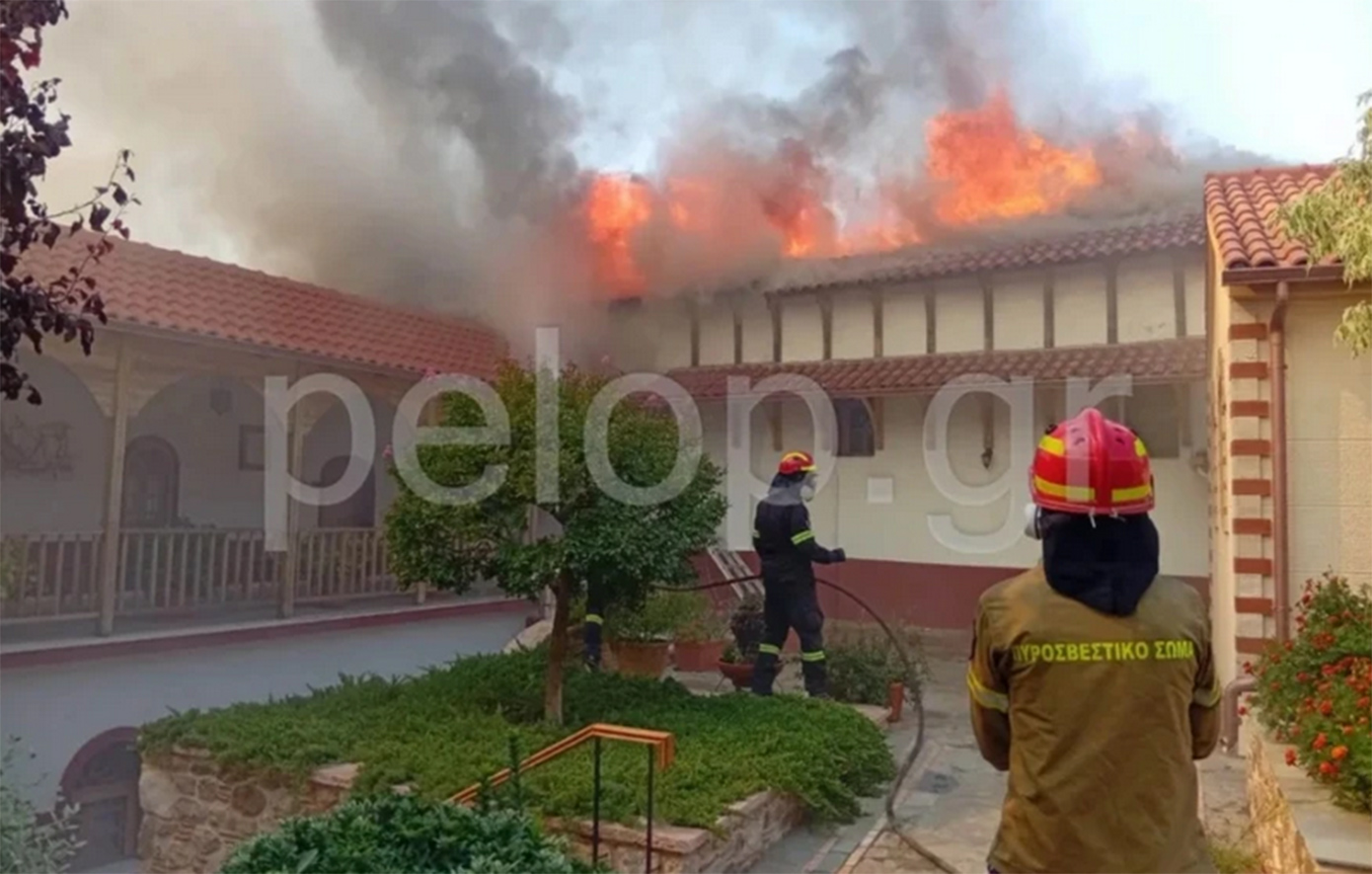 Φλέγεται το μοναστήρι του Αγίου Νικολάου στην Πάτρα – Εγκλωβισμένες οι μοναχές