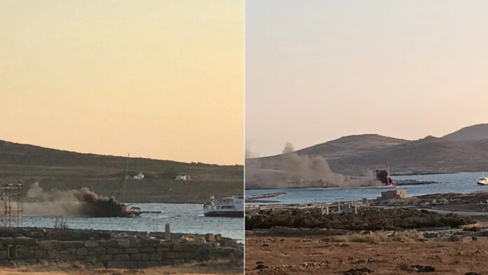 Πυρκαγιά σε σκάφος στο λιμάνι της Δήλου
