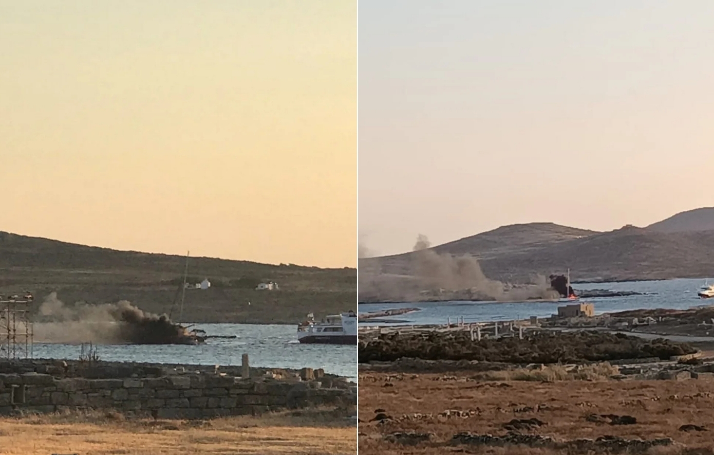 Πυρκαγιά σε σκάφος στο λιμάνι της Δήλου