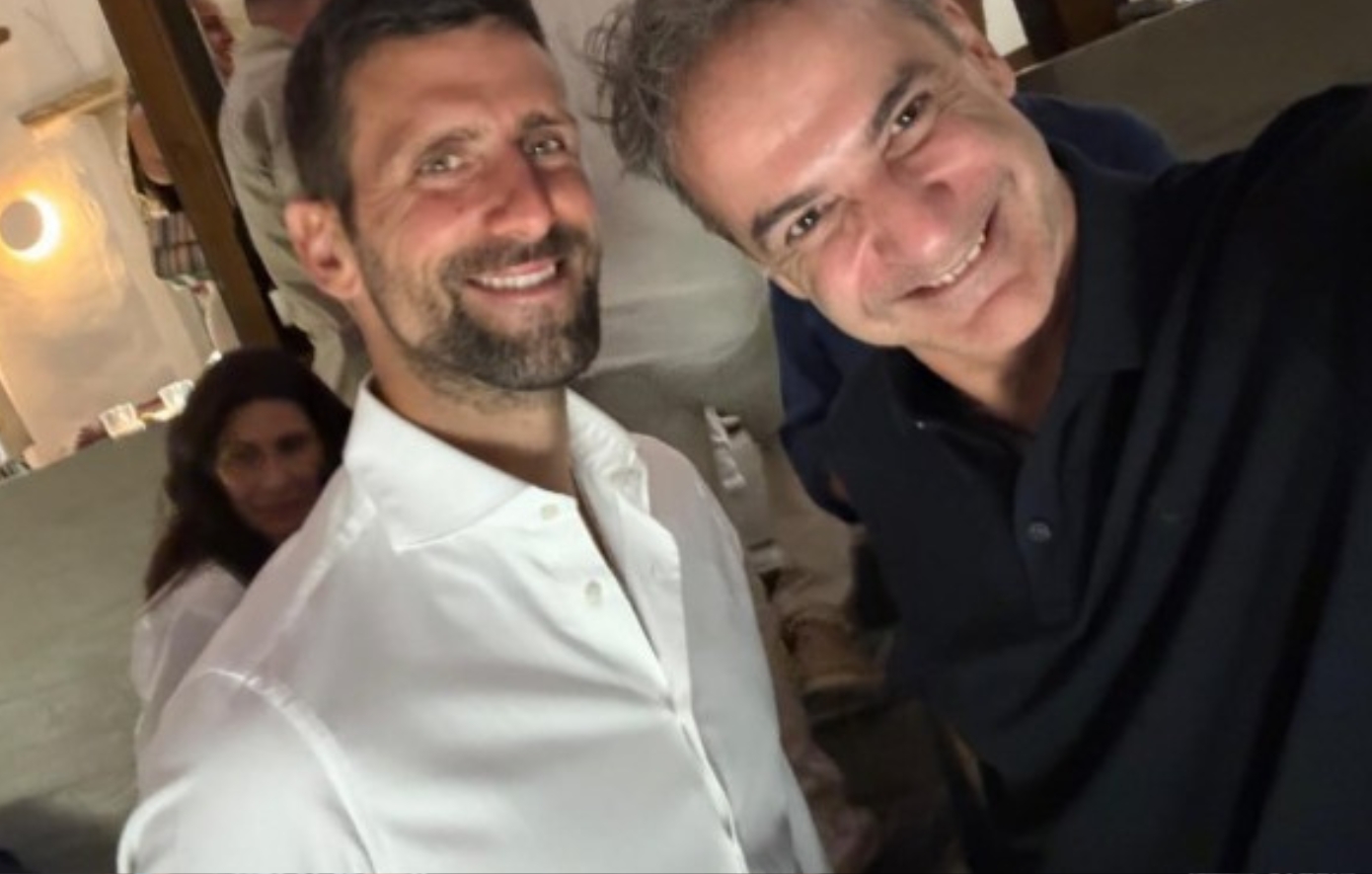 Ο Κυριάκος Μητσοτάκης συνάντησε τον Νόβακ Τζόκοβιτς στην Τήνο