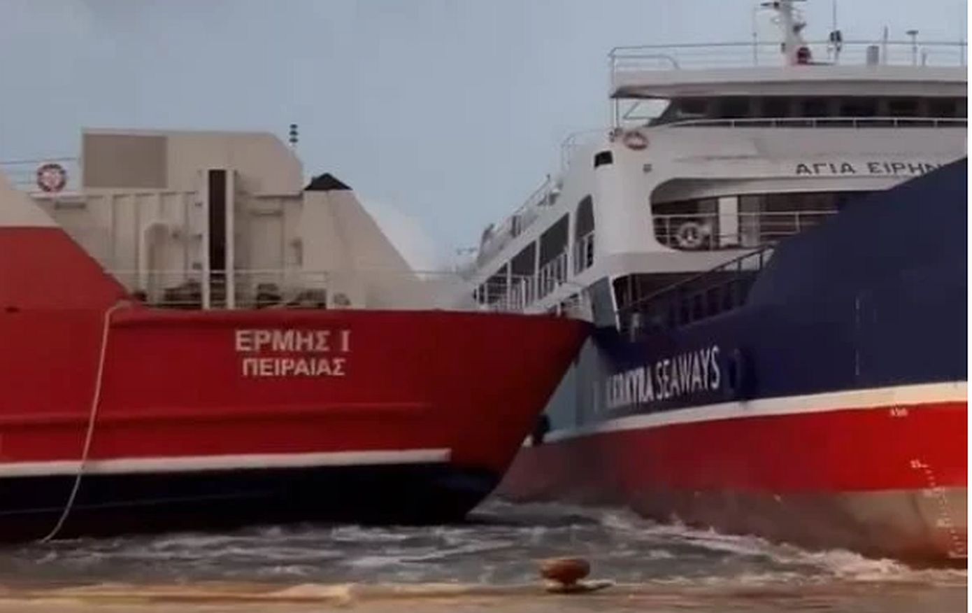 Οι κάβοι υποχώρησαν και δύο πλοία συγκρούστηκαν στο λιμάνι της Ηγουμενίτσας