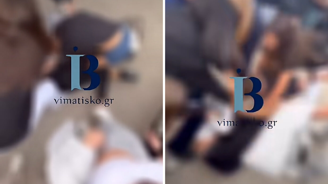 Σοκαριστικό βίντεο από τον άγριο καβγά έξω από σχολείο στην Κω – Μαθήτριες συγκρούστηκαν βίαια μπροστά σε συμμαθητές τους