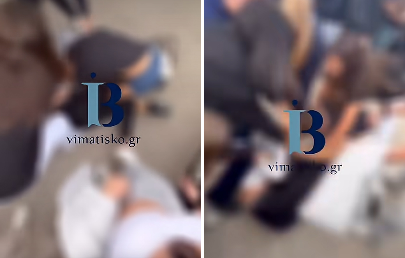 Σοκαριστικό βίντεο από τον άγριο καβγά έξω από σχολείο στην Κω – Μαθήτριες συγκρούστηκαν βίαια μπροστά σε συμμαθητές τους