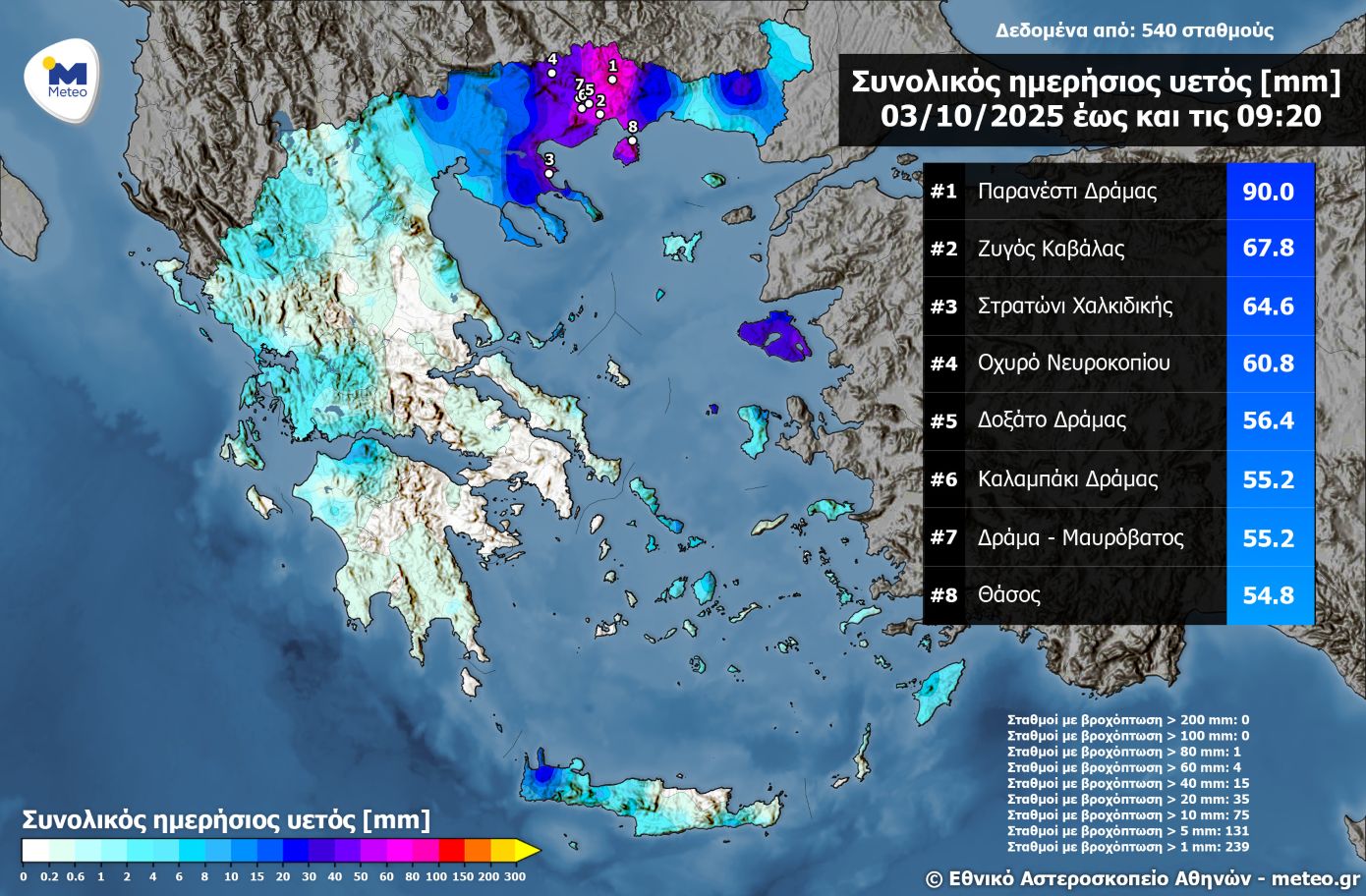 Meteo: Οι περιοχές που κατακλύστηκαν από νερό μέχρι το πρωί της Παρασκευής – Δείτε τον χάρτη