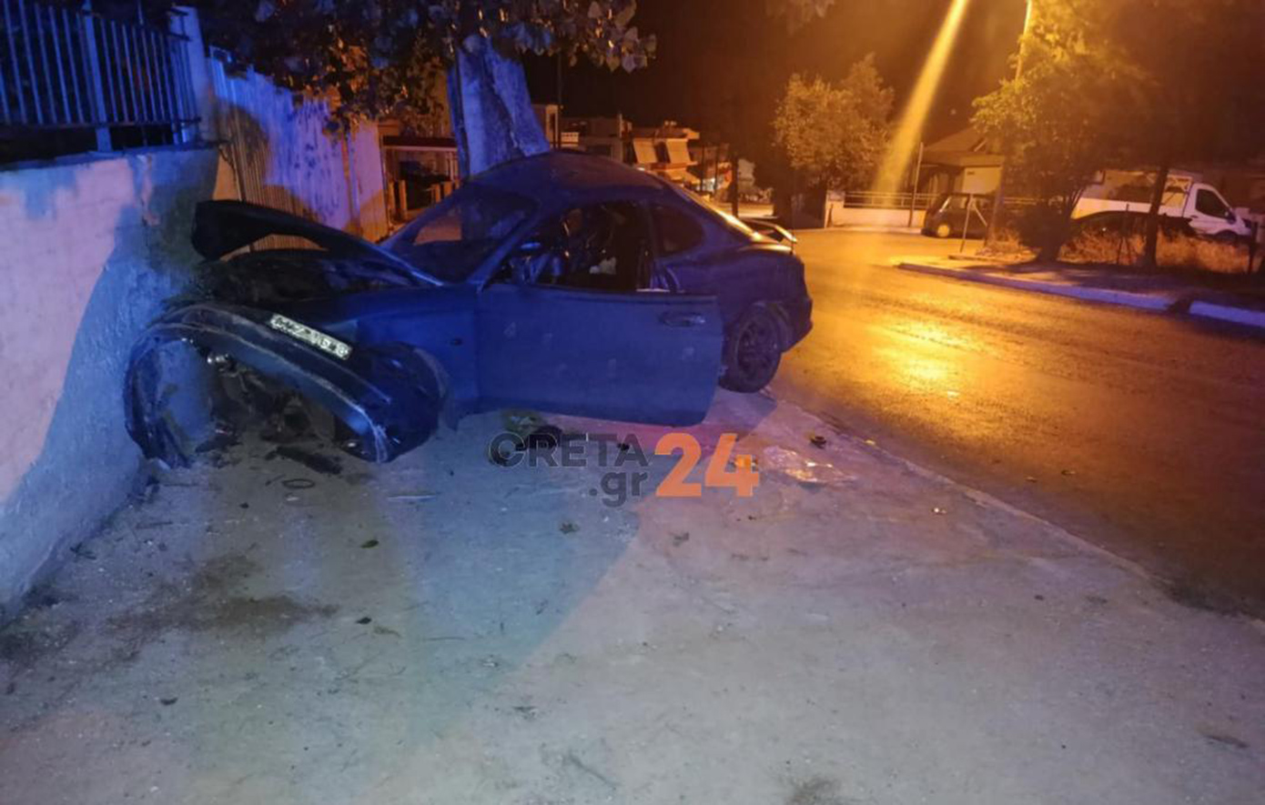 Οδηγός στα Χανιά ξέφυγε από τον έλεγχο και συγκρούστηκε με τοίχο