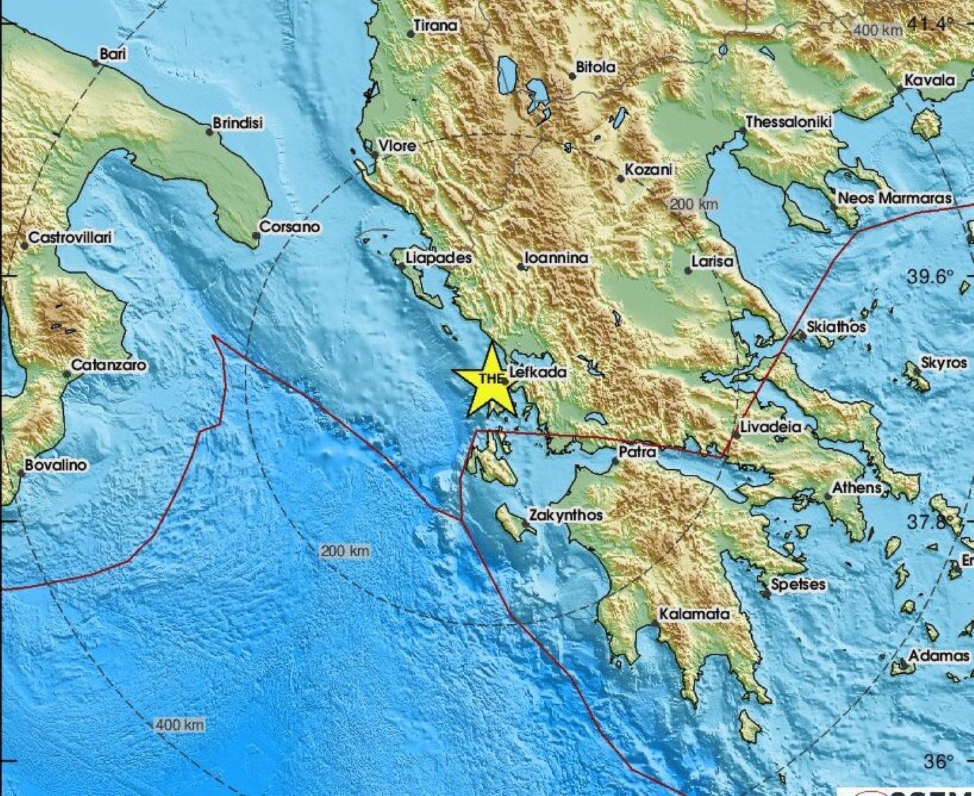 Δόνηση κοντά στη Λευκάδα