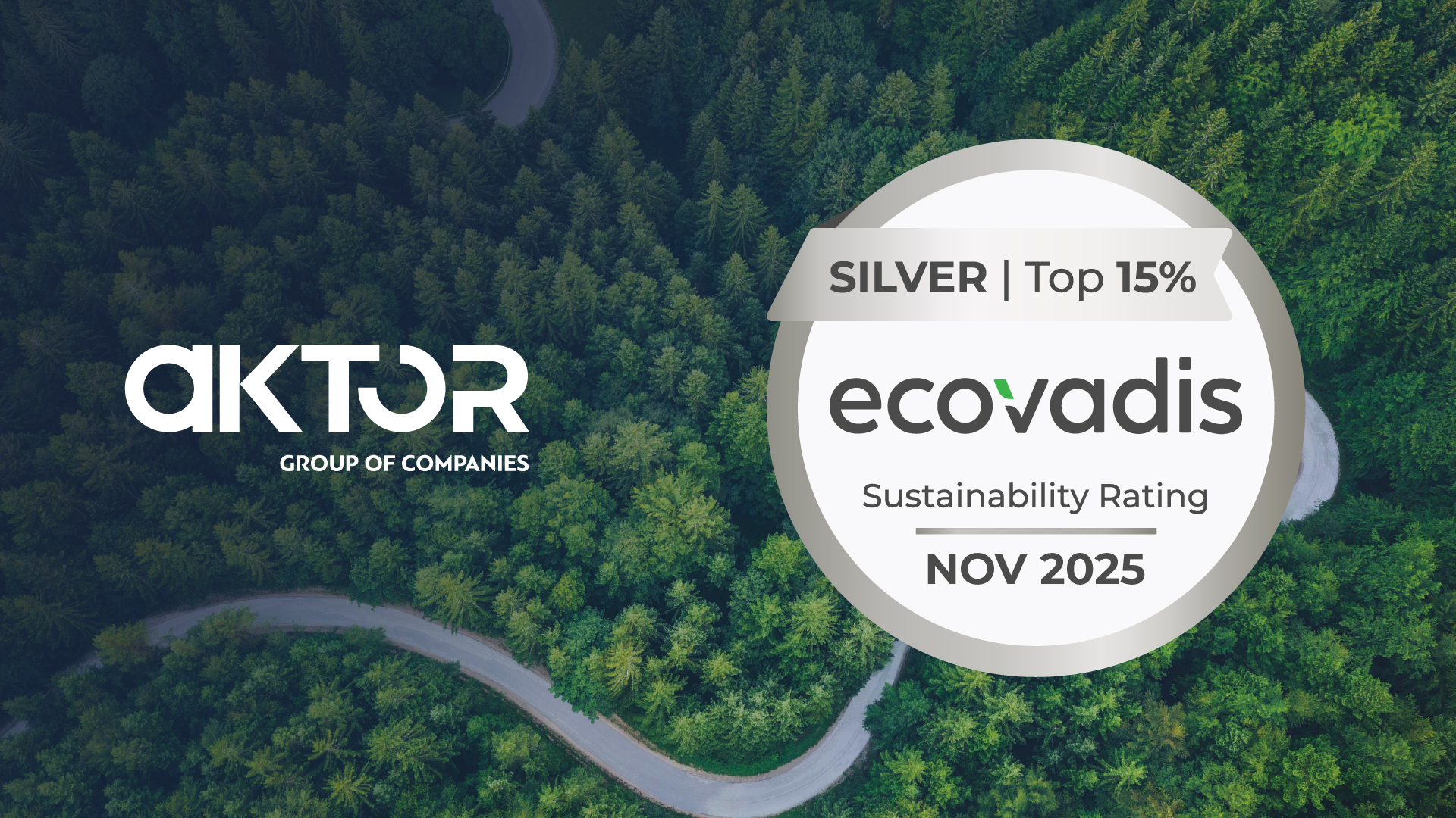 Η AKTOR κατέκτησε το «Silver Medal Award» από την EcoVadis