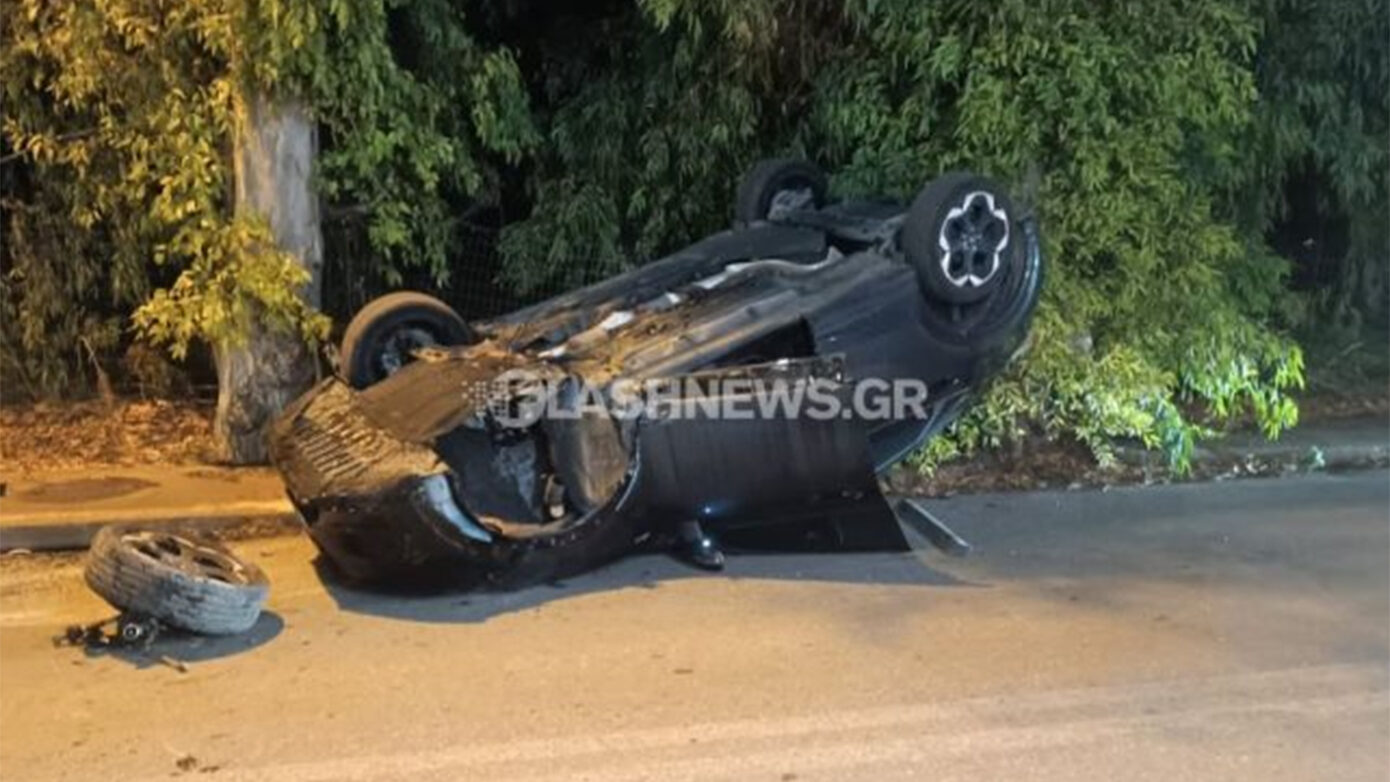 Σοκαριστικό ατύχημα στα Χανιά: Χτύπησε σε ρίζες ευκαλύπτου και αναποδογύρισε το αυτοκίνητο