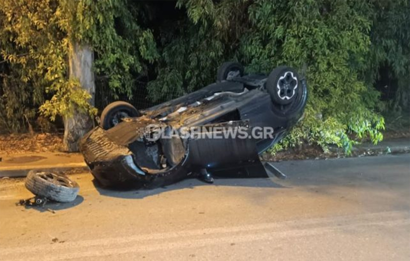 Σοκαριστικό ατύχημα στα Χανιά: Χτύπησε σε ρίζες ευκαλύπτου και αναποδογύρισε το αυτοκίνητο
