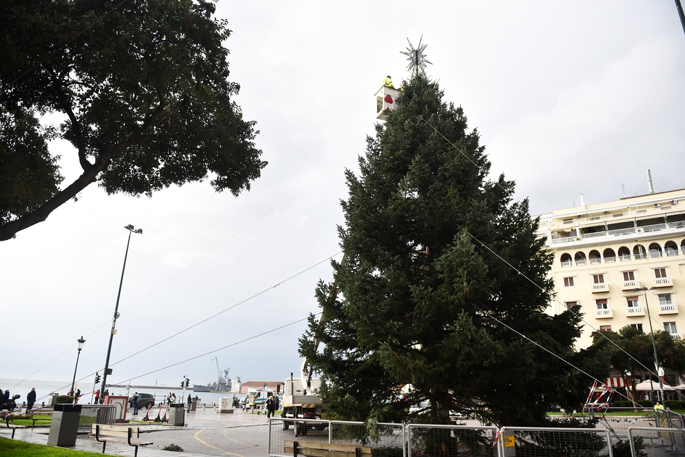 «Άρωμα» Χριστουγέννων στη Θεσσαλονίκη – Στήθηκε το δέντρο στην Αριστοτέλους και ξεκίνησαν οι διακοσμήσεις