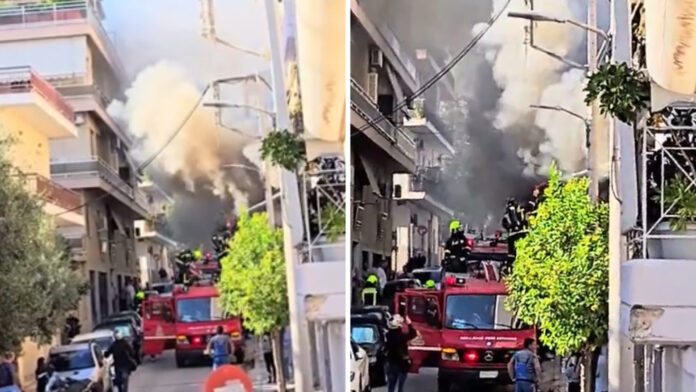 Πυκνοί καπνοί και έντονες φλόγες σε διαμέρισμα στο Μπραχάμι – Σημαντικές ζημιές από την πυρκαγιά
