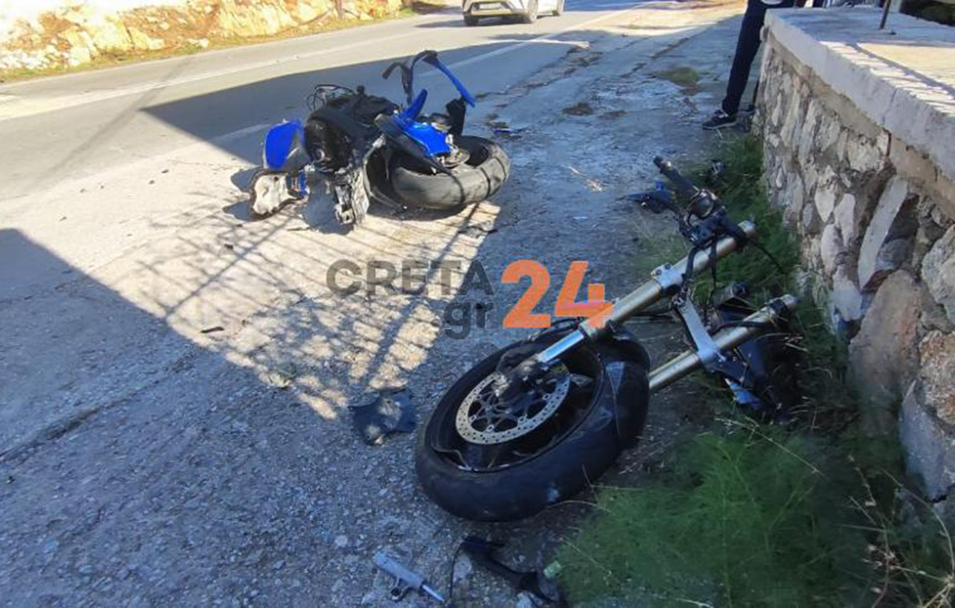 Συγκλονιστικό ατύχημα στα Χανιά: Μηχανή διαλύθηκε στα δύο από σύγκρουση