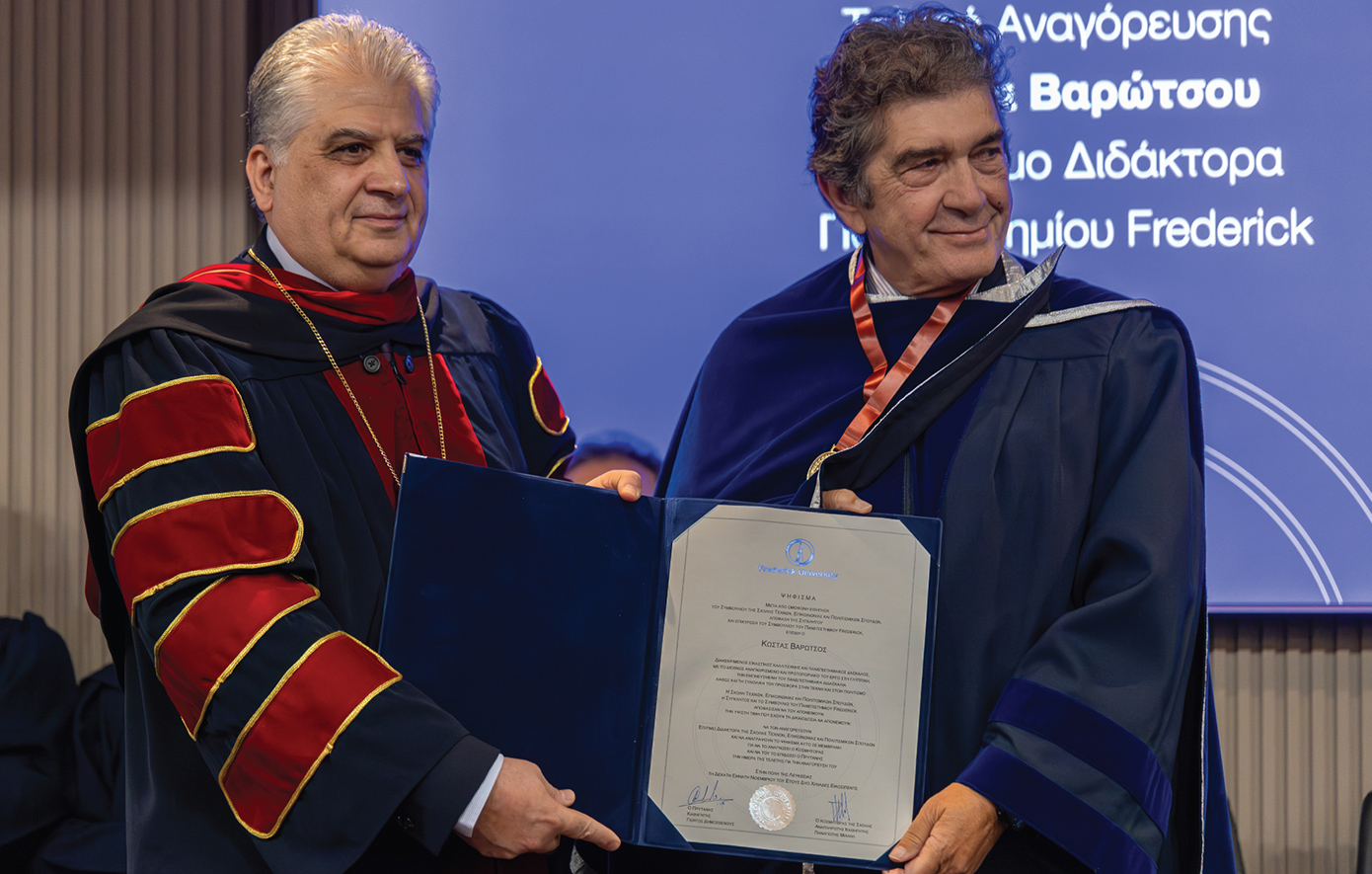 Ο Κώστας Βαρώτσος αναγορεύθηκε Επίτιμος Διδάκτορας του Πανεπιστημίου Frederick στην Κύπρο
