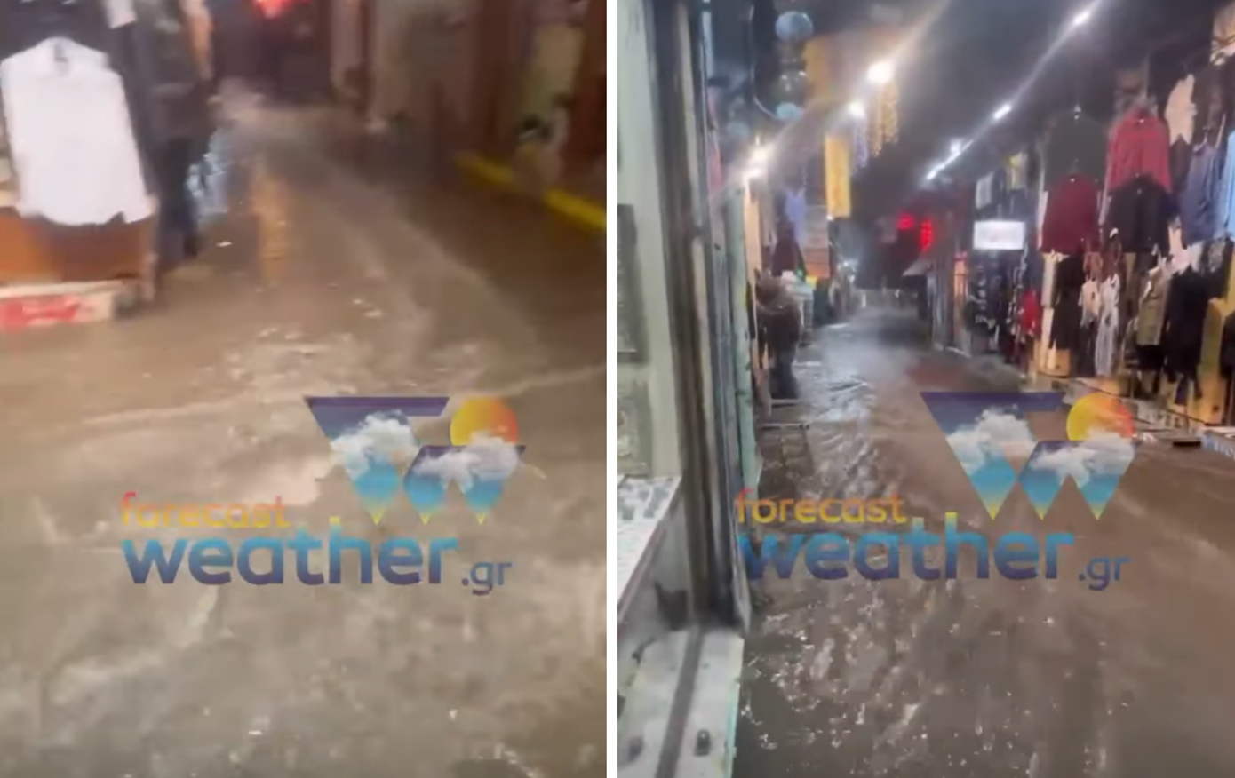 “Η ώρα που το Μοναστηράκι κατακλύζεται – Οι δρόμοι γίνονται ποτάμια”