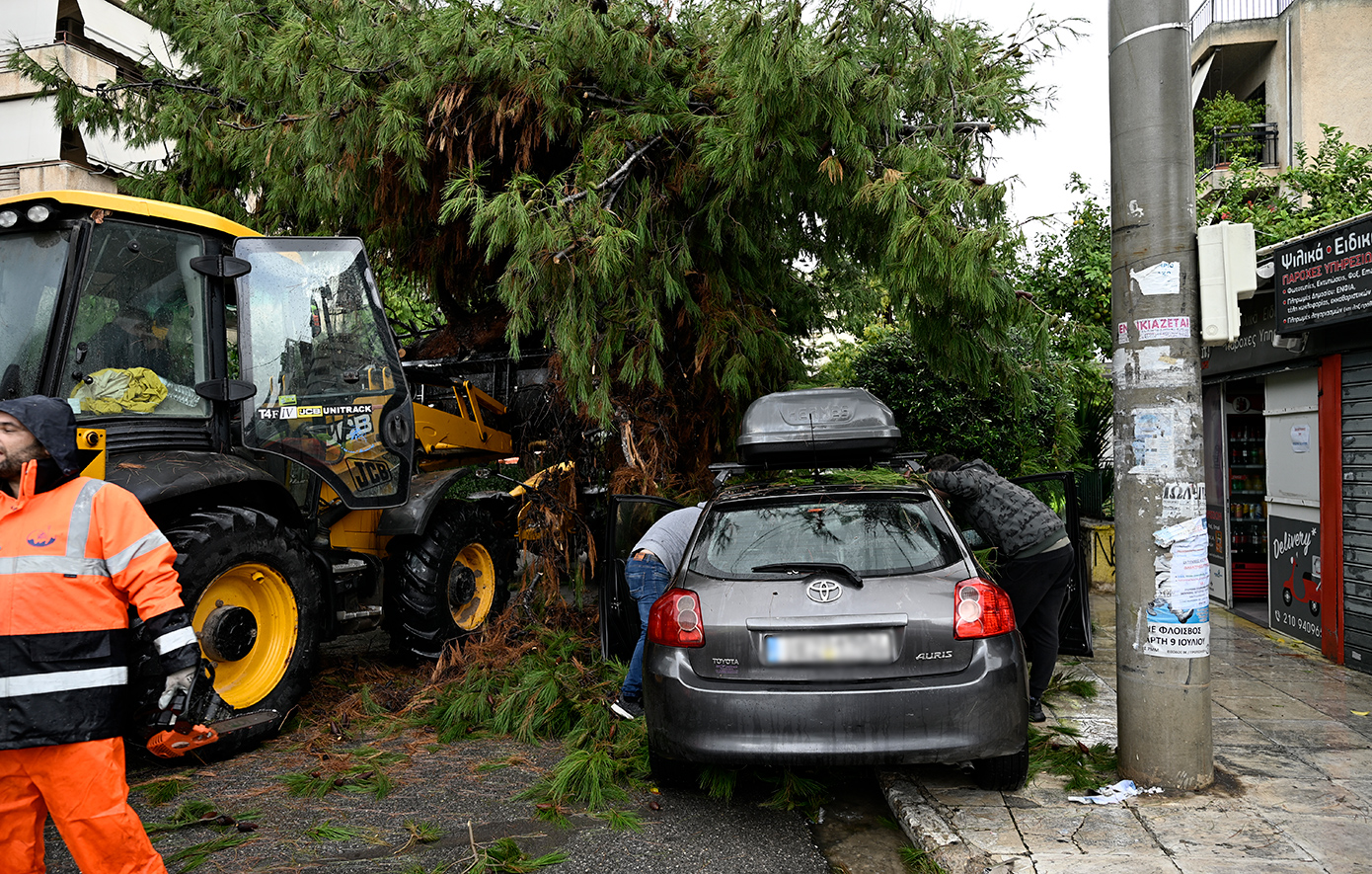 Κακοκαιρία Byron: Δέντρο καταπλάκωσε αυτοκίνητο στο Παλαιό Φάληρο – Από θαύμα σώθηκε ο οδηγός
