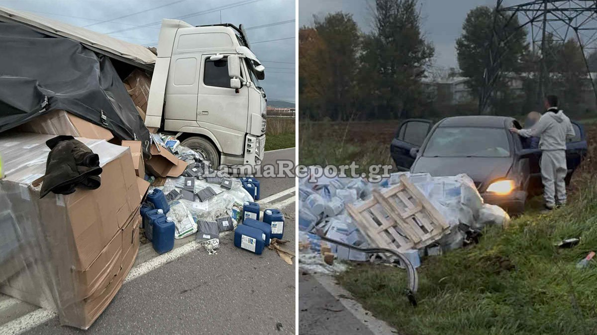 Σύγκρουση νταλίκας με ΙΧ στην εθνική Θηβών-Σχηματαρίου – Δύο ελαφρά τραυματίες, ανάμεσά τους και παιδί