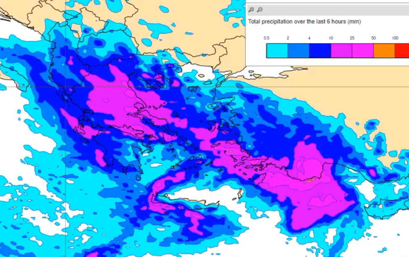 Χάρτης με την πορεία της κακοκαιρίας «Byron» τις επόμενες ώρες – Καταιγίδες και στην Αττική