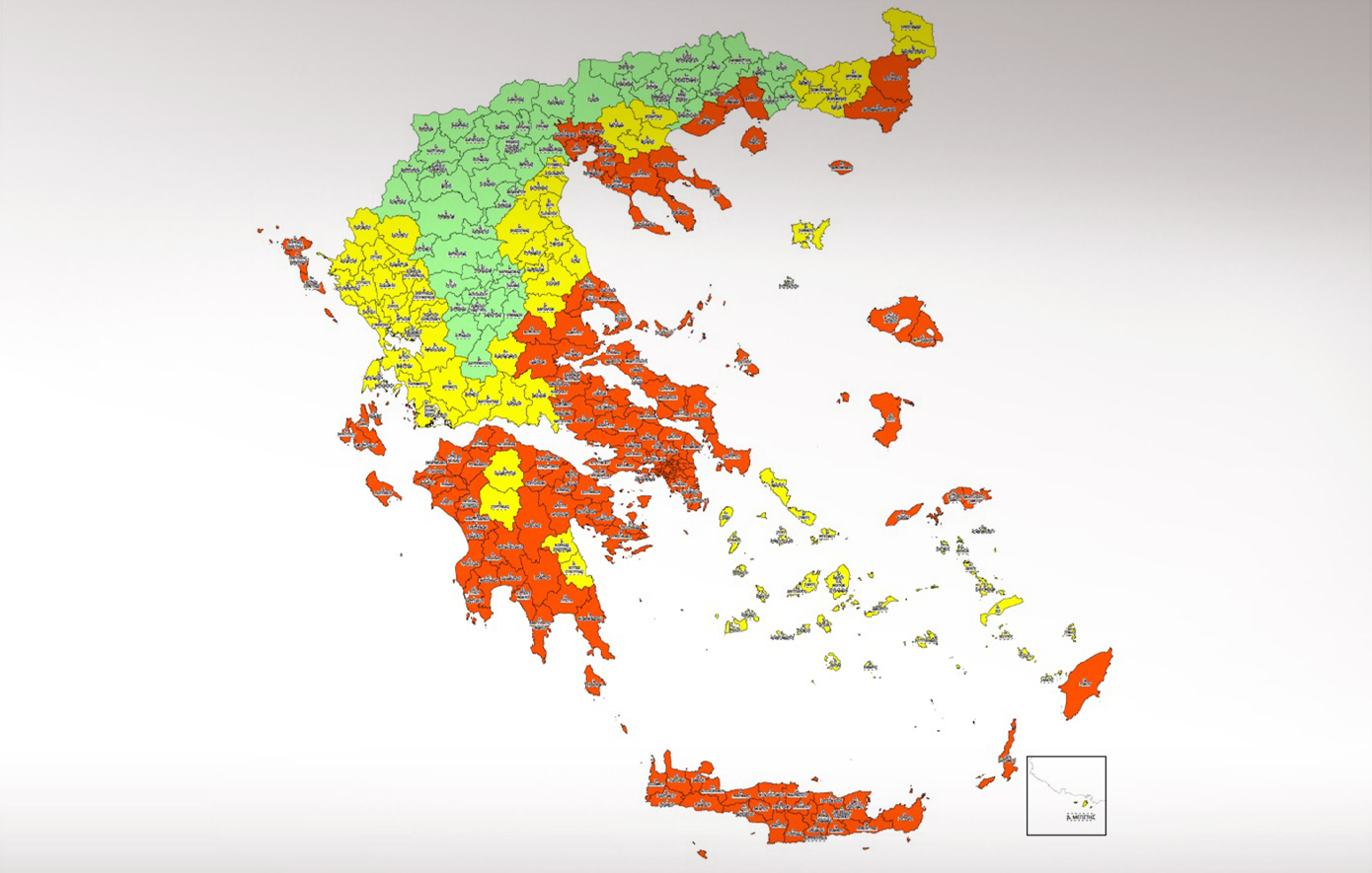 Ο Εθνικός Χάρτης Αξιολόγησης Κινδύνου Δασικών Πυρκαγιών και οι 3 κατηγορίες ταξινόμησης των Δήμων