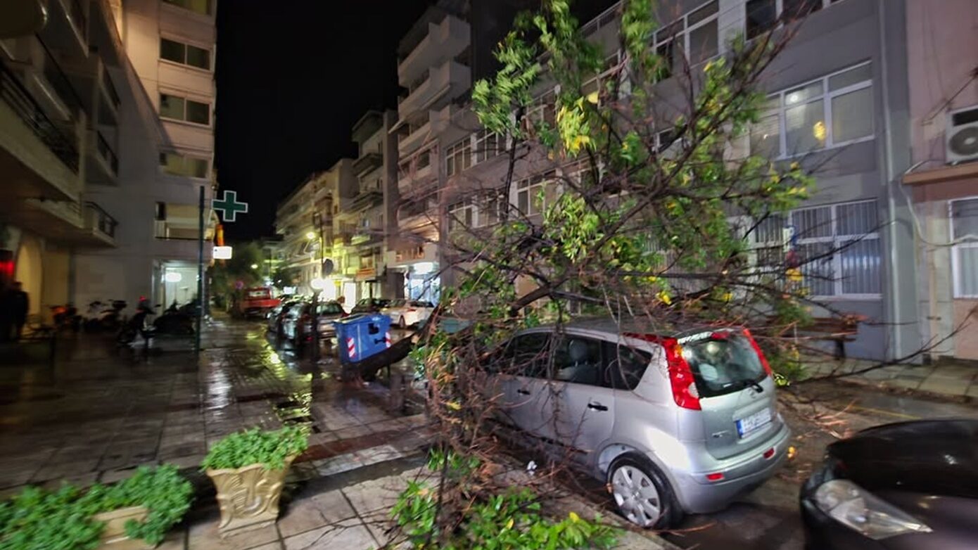 Αλεξανδρούπολη – σκηνές «καταστροφής»: Δέντρα ξεριζώθηκαν, μηχανές αναποδογύρισαν, οι άνεμοι έφτασαν τα 154χλμ/ώρα