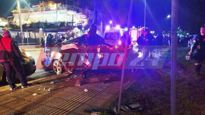 Δραματική σύγκρουση στην Πάτρα: Δύο νέοι νεκροί σε τροχαίο στην Παραλία – Το όχημά τους «καρφώθηκε» σε κολόνα