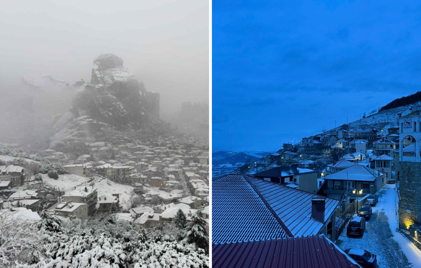 Χιονόπτωση στη Θεσσαλονίκη, το «έστρωσε» στα Τρίκαλα – Λευκός μανδύας σε πολλές περιοχές της χώρας