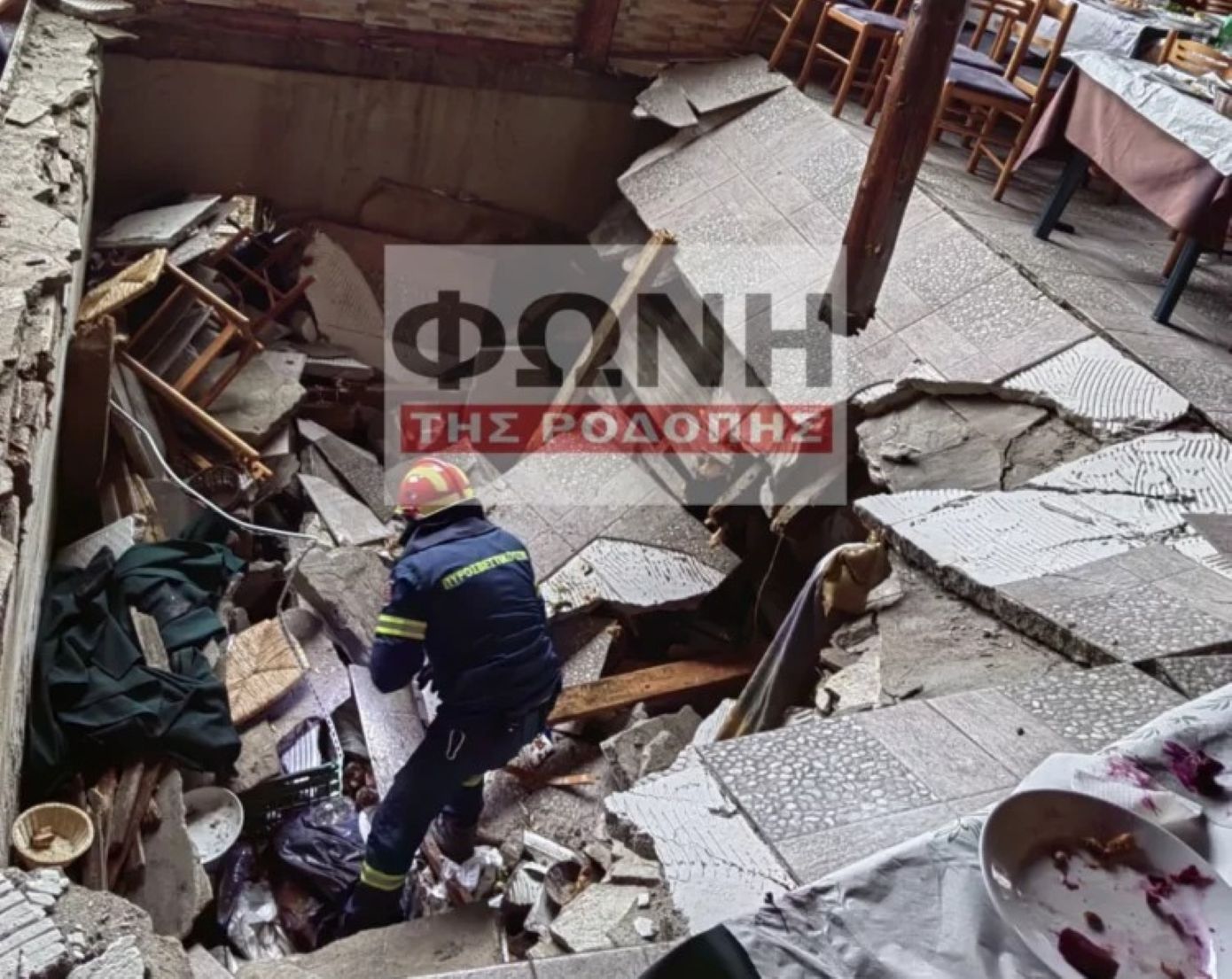 Κατέρρευσε δάπεδο ταβέρνας στον Πάνδροσο Κομοτηνής – Οκτώ άτομα τραυματίστηκαν