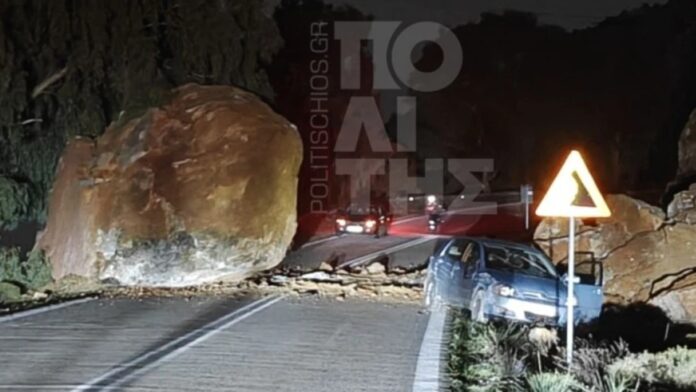 Χίος: Από θαύμα γλιτώσαμε θύματα – Βράχος κατέπεσε σε αυτοκίνητο εν κινήσει