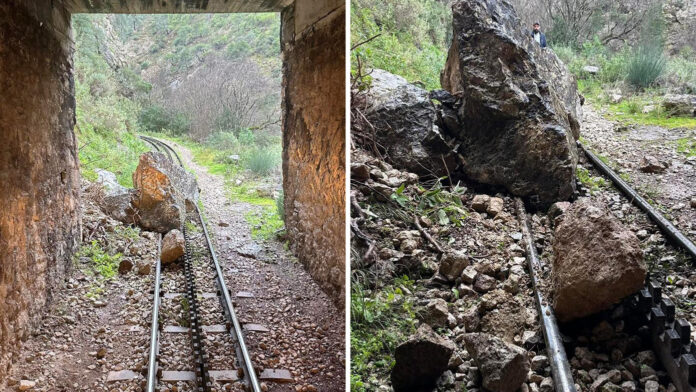 Αδιάκοπες οι κατολισθήσεις βράχων στις ράγες του Οδοντωτού – Διακόπτεται η γραμμή λόγω αυξημένου κινδύνου