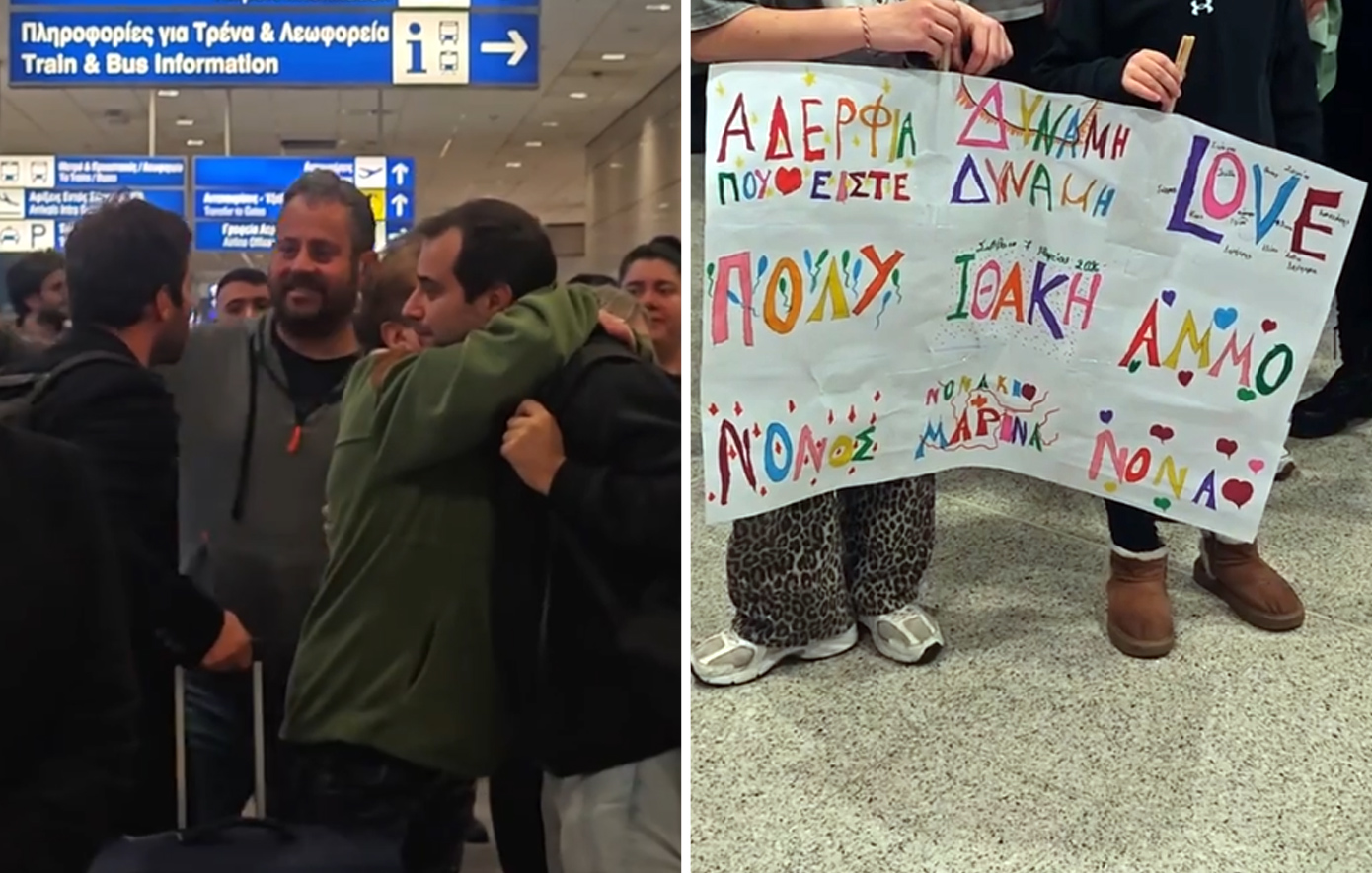 «Εξαντληθήκαμε να περιμένουμε»: Συγκλονιστική επανένωση οικογένειας στο αεροδρόμιο με την επιστροφή Ελλήνων από τα ΗΑΕ – Δείτε βίντεο