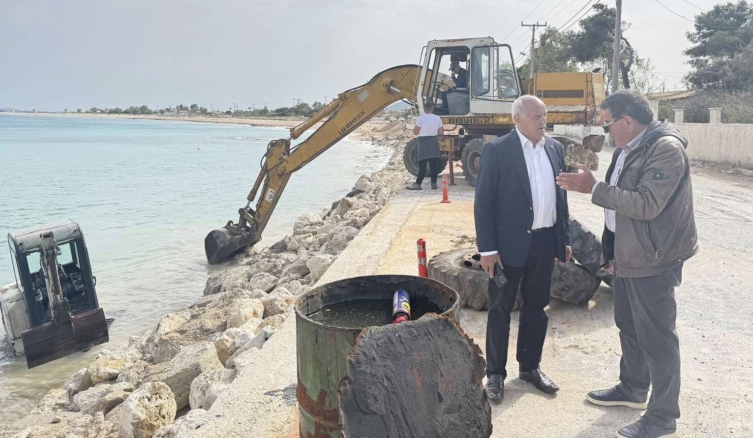 Επιθεώρηση Δημάρχου Λευκάδας στο έργο προστασίας της Ακτής Αγίου Ιωάννη