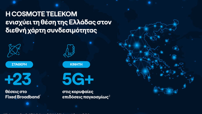 Η COSMOTE TELEKOM αναβαθμίζει τη θέση της Ελλάδας στον παγκόσμιο χάρτη συνδεσιμότητας