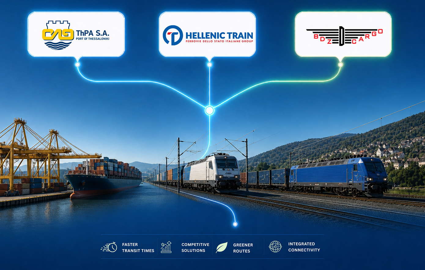 Συμφωνία συνεργασίας ΟΛΘ με Hellenic Train και BDZ για την προώθηση των συνδυασμένων μεταφορών