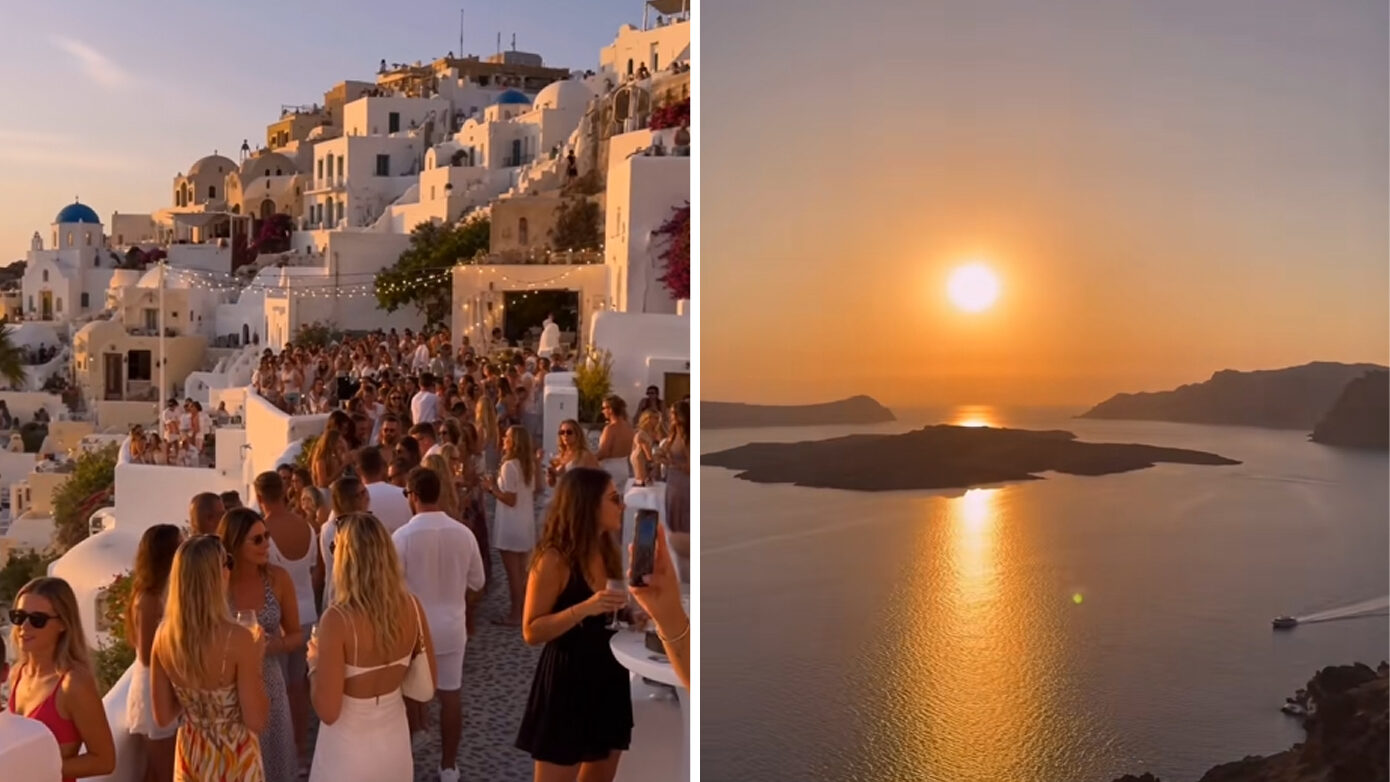Το αδιαχώρητο στη Σαντορίνη για το διάσημο ηλιοβασίλεμα στην Οία – Τουρίστες στριμώχνονται στα σοκάκια για μία φωτογραφία