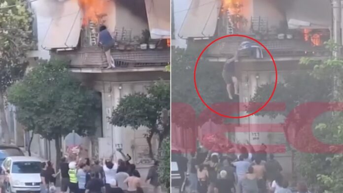 Βίντεο-ντοκουμέντο: Η 75χρονη γυναίκα πέφτει από το μπαλκόνι για να σωθεί από τις φλόγες στο διαμέρισμά της