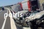 Αυτοκίνητο συγκρούστηκε με νταλίκα στην Κυλλήνη: Εγκλωβίστηκε ο οδηγός