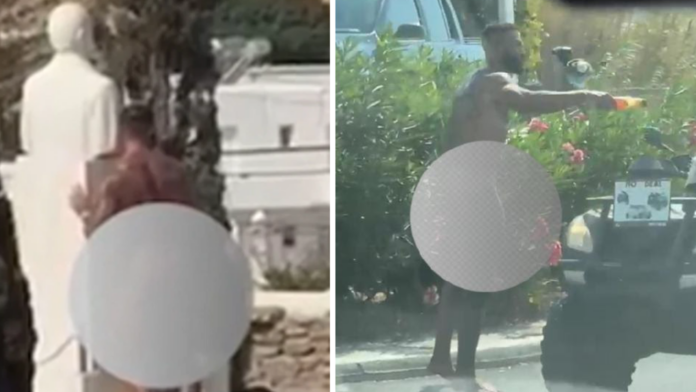 Τουρίστας ασέλγησε στην προτομή του Καραμανλή και ξεγυμνώθηκε σε καφέ στη Μύκονο